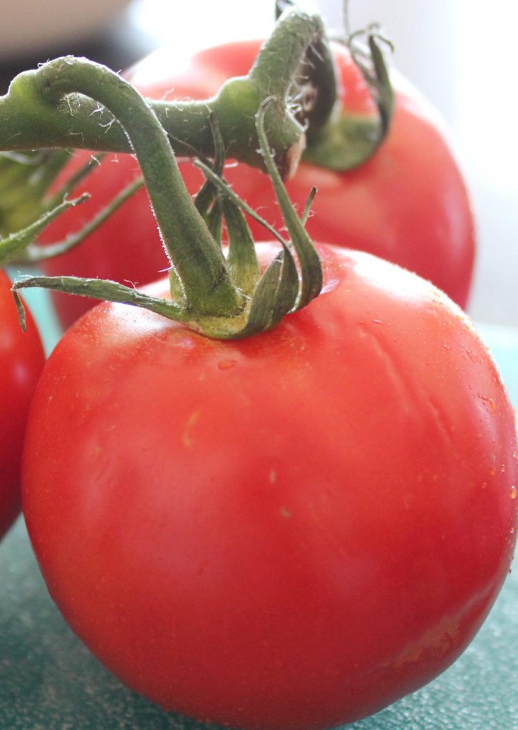 I love it when tomatoes actually look like tomatoes and even crazier when they taste like them too! Why is produce so blah these days. Pick happy tomatoes to slice up. 