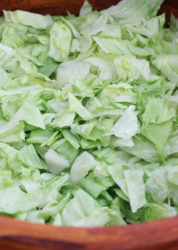 See how the lettuce is chopped pretty small? It helps to have it smaller because I think it retains more of the dressing and blends better with the other ingredients. 